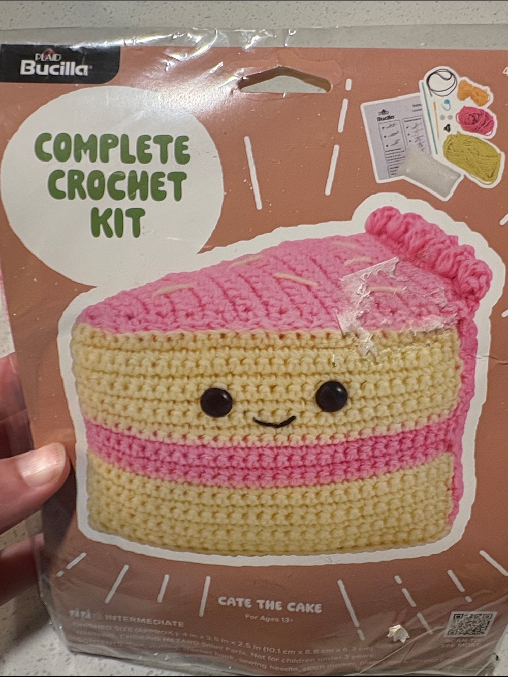 Bucilla Pink and Cream Crochet Cake Plush Kit
